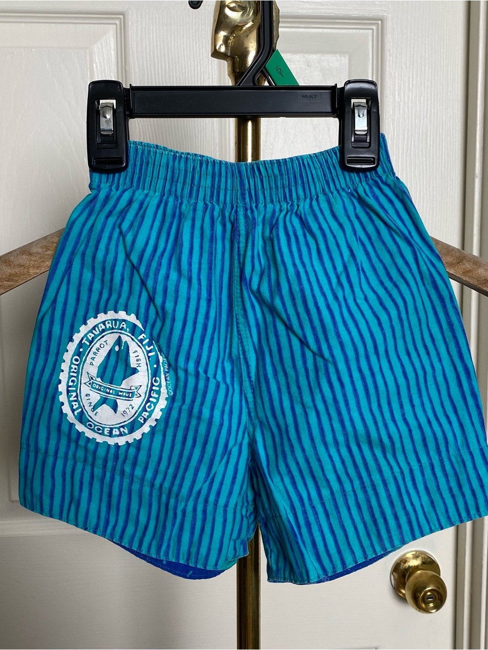 Vintage 90s OP Boys Teal Purple Striped Shorts